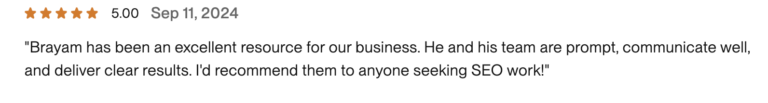 Client review of Brayam Rodriguez