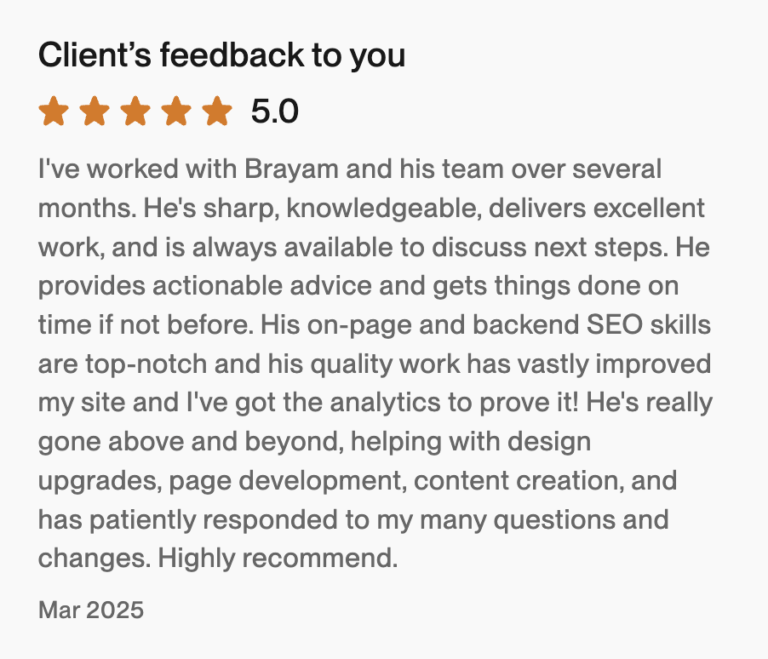 Client review of Brayam Rodriguez