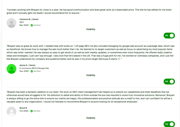 Client review of Brayam Rodriguez