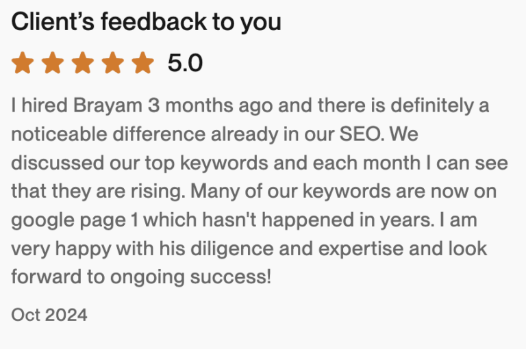 Client review of Brayam Rodriguez