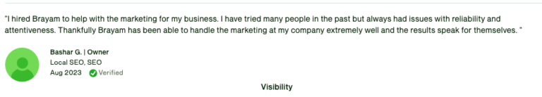 Client review of Brayam Rodriguez