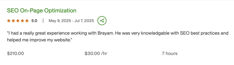 Client review of Brayam Rodriguez