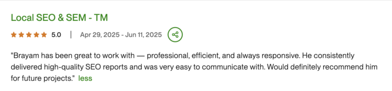 Client review of Brayam Rodriguez