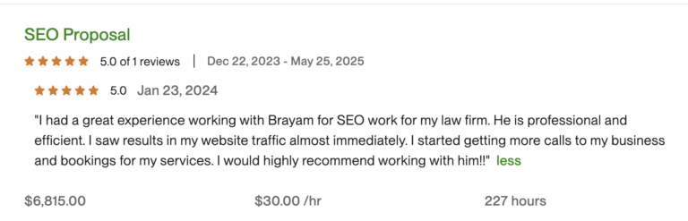 Client review of Brayam Rodriguez
