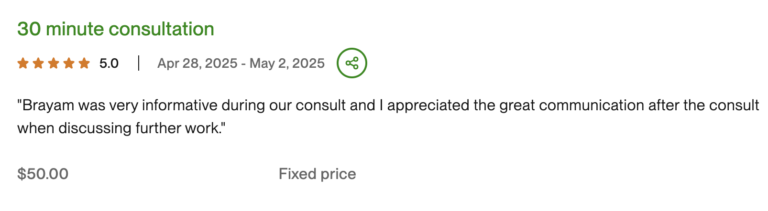 Client review of Brayam Rodriguez