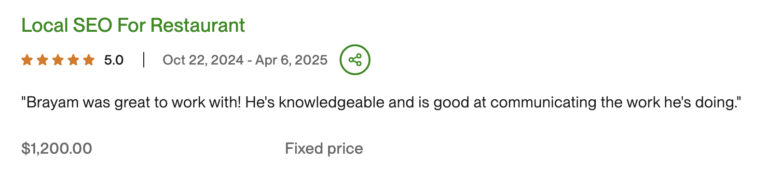 Client review of Brayam Rodriguez