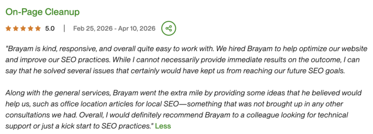Client review of Brayam Rodriguez