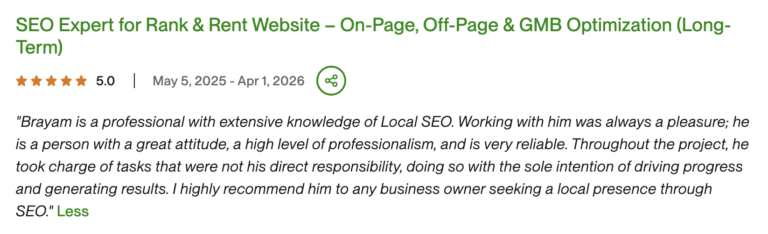 Client review of Brayam Rodriguez