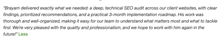 Client review of Brayam Rodriguez