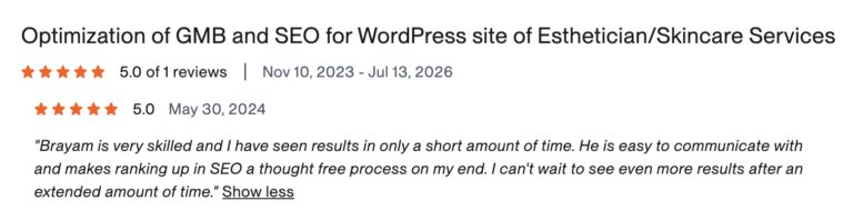 Client review of Brayam Rodriguez