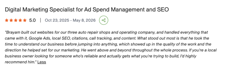 Client review of Brayam Rodriguez