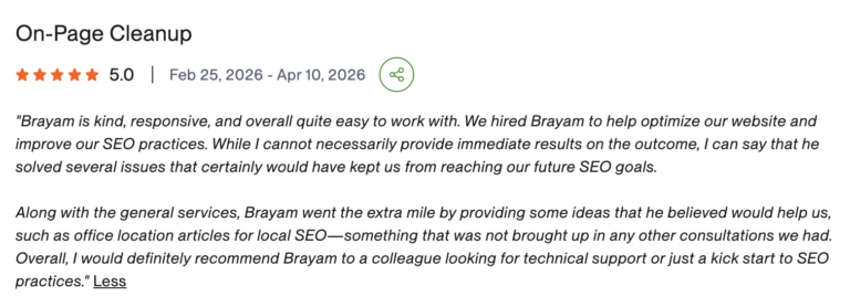 Client review of Brayam Rodriguez